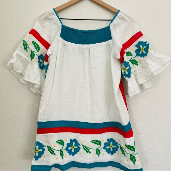 NEW ANTHROPOLOGY NEW Cotton Blouse Seen Worn Kept Embroidered Tunic Bohemian - Picture 5 of 13